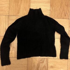 James Perse Black Cropped Turtleneck Sweater